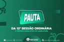 PAUTA DA 12ª SESSÃO ORDINÁRIA DO 4º PERÍODO LEGISLATIVO DA 10ª LEGISLATURA