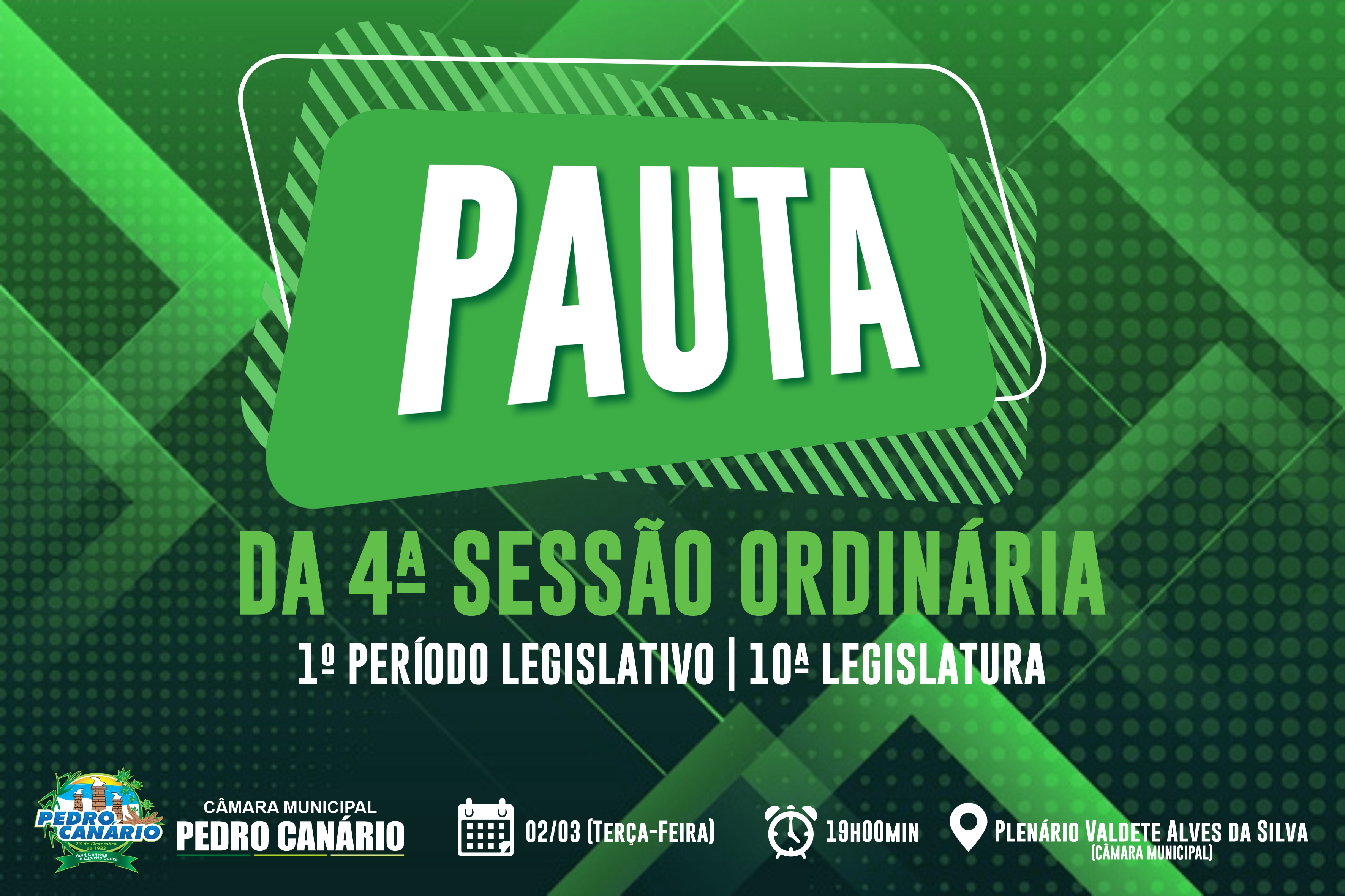 Pauta da 4ª Sessão Ordinária